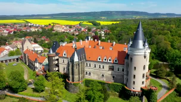 Çek Cumhuriyeti Nin Merkez Bohem Bölgesindeki Zleby Kalesinin Hava Manzarası — Stok video