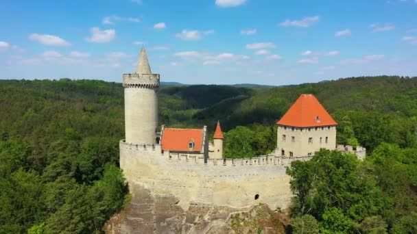 Vista Aérea Castelo Medieval Kokorin Nas Proximidades Praga Tchecoslováquia Europa — Vídeo de Stock