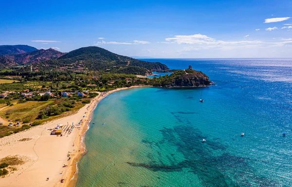 Panorama Las Maravillosas Playas Chia Cerdeña Italia Vista Hermosa Bahía —  Fotos de Stock
