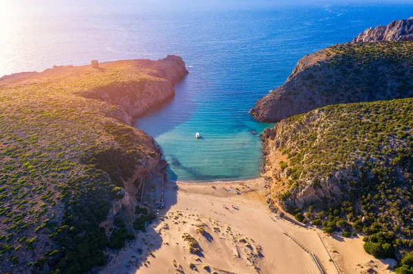 Pláž Cala Domestica Sardinie Itálie Sardinie Druhým Největším Ostrovem Středozemním — Stock fotografie