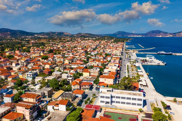 Lixouri Second Largest City Kefalonia Greece Aerial View City Port — Stock Photo, Image