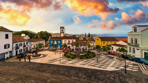 Vista Panorámica Ciudad Municipio Plaza Central Ribeira Grande Sao Miguel — Foto de Stock