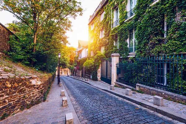 Montmartre District Paris Houses Narrow Road Montmartre District Paris View — Stock Photo, Image