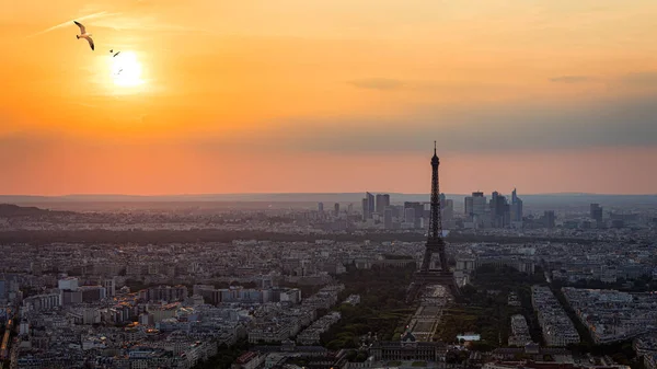 Uitzicht Parijs Met Eiffeltoren Vanuit Montparnasse Gebouw Uitzicht Eiffeltoren Met — Stockfoto