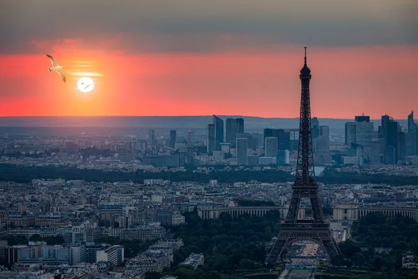 Utsikt Över Paris Med Eiffeltornet Från Montparnasse Byggnaden Eiffeltornet Utsikt — Stockfoto