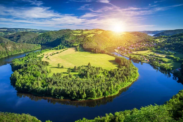 Pohled Řeku Vltavu Tvaru Podkovy Pohledu Solenice Česká Republika — Stock fotografie