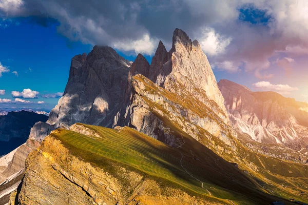 Vista Sulla Vetta Seceda Trentino Alto Adige Dolomiti Alto Adige — Foto Stock