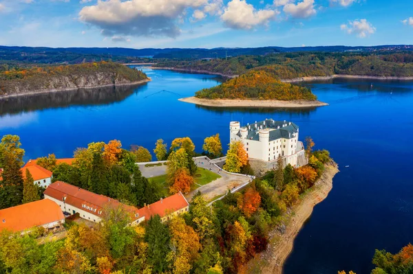 Aerial View Chateau Orlik Orlik Reservoir Beautiful Autumn Nature Romantic — Stock Photo, Image