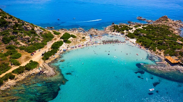 Coût Sardaigne Péninsule Punta Molentis Vue Sur Belle Plage Punta — Photo