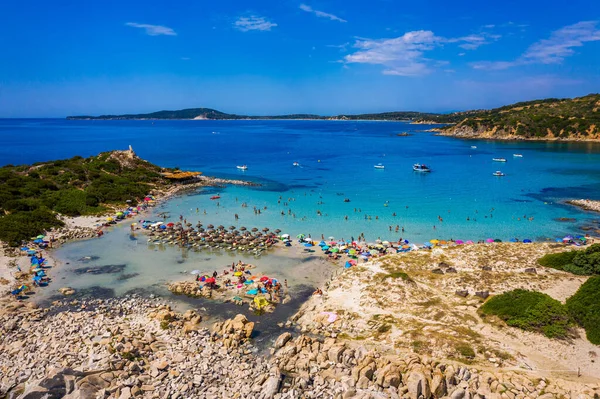 Szardínia Ára Punta Molentis Félszigete Kilátás Gyönyörű Strandra Punta Molentis — Stock Fotó