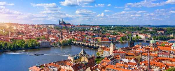 Prague Scenic Spring Aerial View Prague Old Town Pier Architecture — Stock Photo, Image