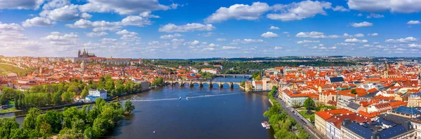 Prag Malerischen Frühling Luftaufnahme Der Prager Altstadt Pier Architektur Charles — Stockfoto