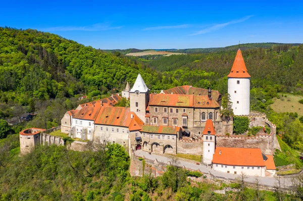Luftaufnahme Der Burg Krivoklat Der Tschechischen Republik Europa Berühmte Tschechische — Stockfoto