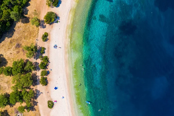 Wunderschönes Kristallklares Azurblaues Wasser Strand Von Antisamos Auf Der Insel — Stockfoto