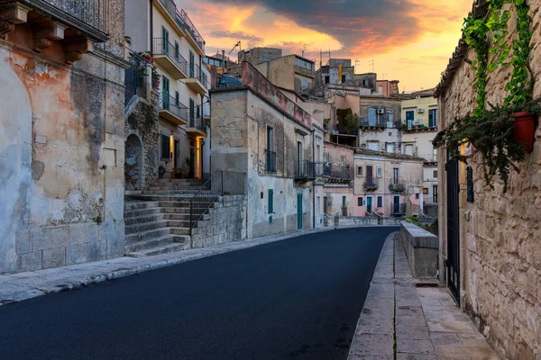 Narrow Typical Italian Old Street Ragusa Ragusa Ibla Sicily Italy — Stock Photo, Image