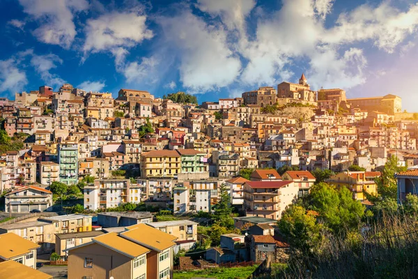 Het Middeleeuwse Heuvelstadje Francavilla Sicilia Italië Sicilië Provincie Messina Francavilla — Stockfoto