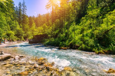 Valley Wimbachtal in the Berchtesgaden Alps, Germany. Wimbach river in the national park Berchtesgaden, Bayern, Germany.