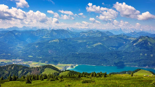 Schafberges Aufgenommen Paisagem Montanhosa Salzkammergut Alta Áustria Vista Pico Schafberg — Fotografia de Stock