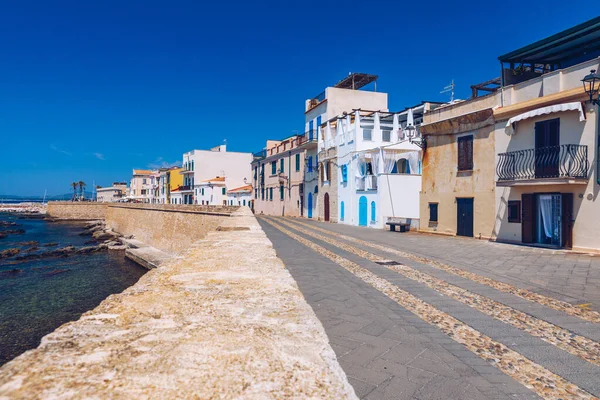 Alghero Old Town Alghero Street View Beautiful Day Alghero Italy — Stock Photo, Image