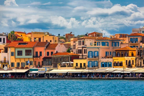 Vista Del Antiguo Puerto Chania Monumentos Isla Creta Grecia Bahía —  Fotos de Stock