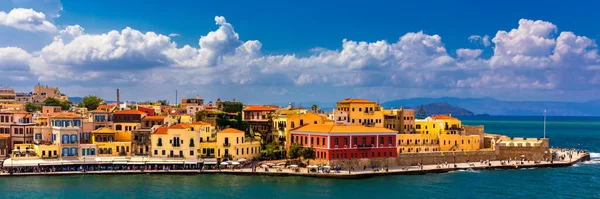 Antigo Porto Pitoresco Chania Marcos Ilha Creta Grécia Baía Chania — Fotografia de Stock