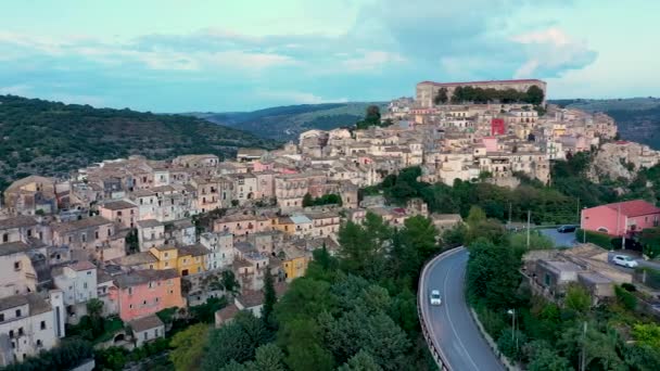 Ragusa Ibla Місто Спадщина Юнеско Італійському Острові Сицилія Вид Згори — стокове відео