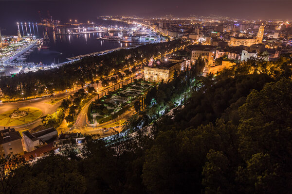Nightview of Malaga city