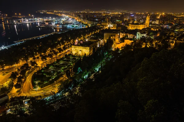 Nightview of Malaga city — Stock Photo, Image