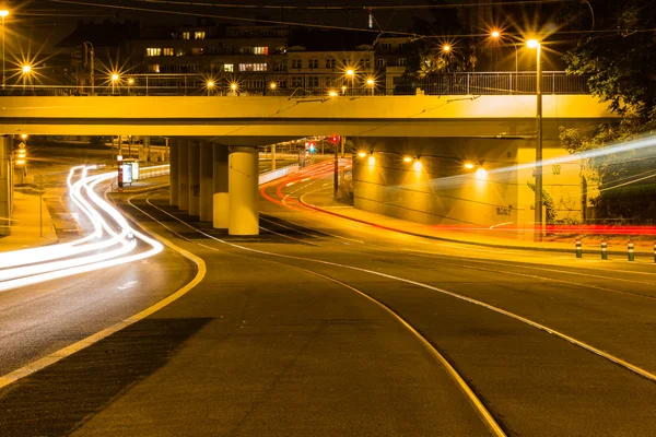 Car trails in night — Stock Photo, Image