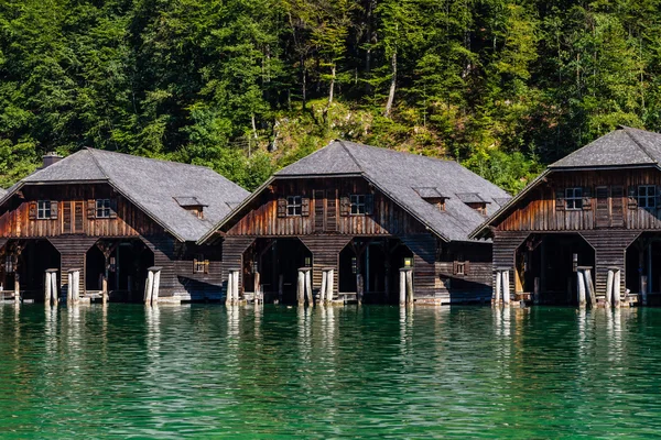 As docas pelo lago Obersee — Fotografia de Stock