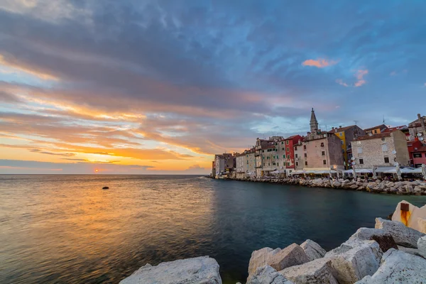 Krásný západ slunce v Rovinj — Stock fotografie