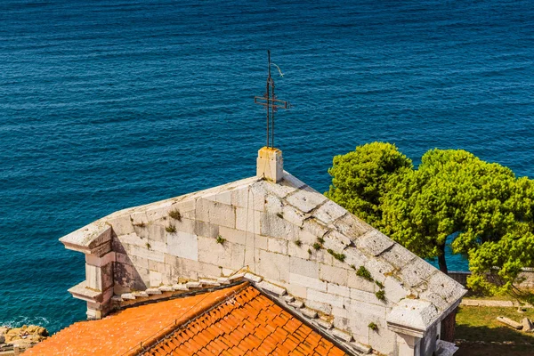 Tiro aéreo da cidade velha Rovinj — Fotografia de Stock