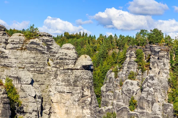 Panorama with typical rock pinnacles — Stock Fotó