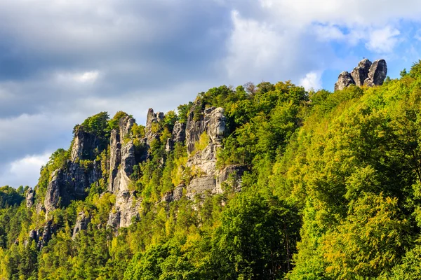 Panorama with typical rock pinnacles — Stock Fotó