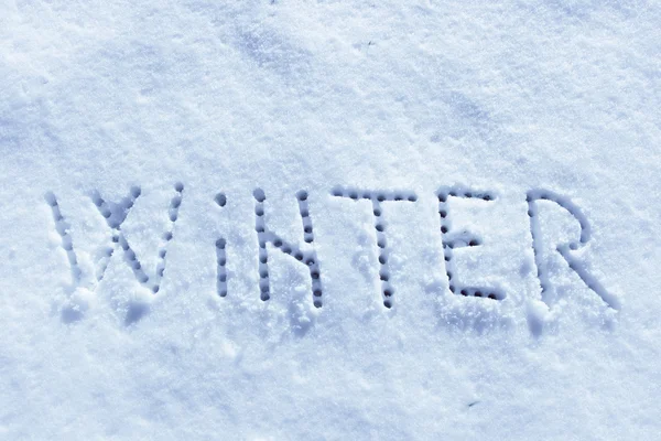 Geschreven woorden, Winter op een sneeuwveld — Stockfoto