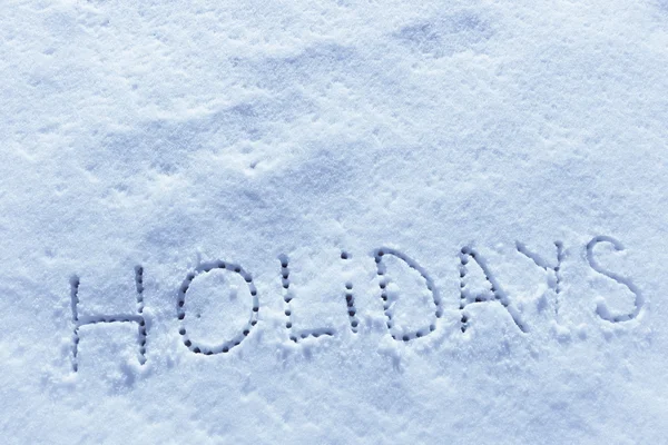 Napisał słowa wakacje na pole śniegu — Zdjęcie stockowe