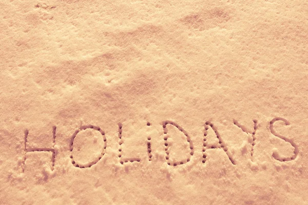 Palabras escritas Vacaciones en un campo de nieve —  Fotos de Stock