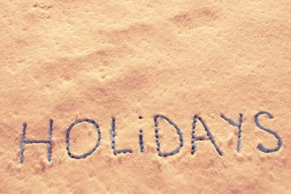 Napisał słowa wakacje na pole śniegu — Zdjęcie stockowe