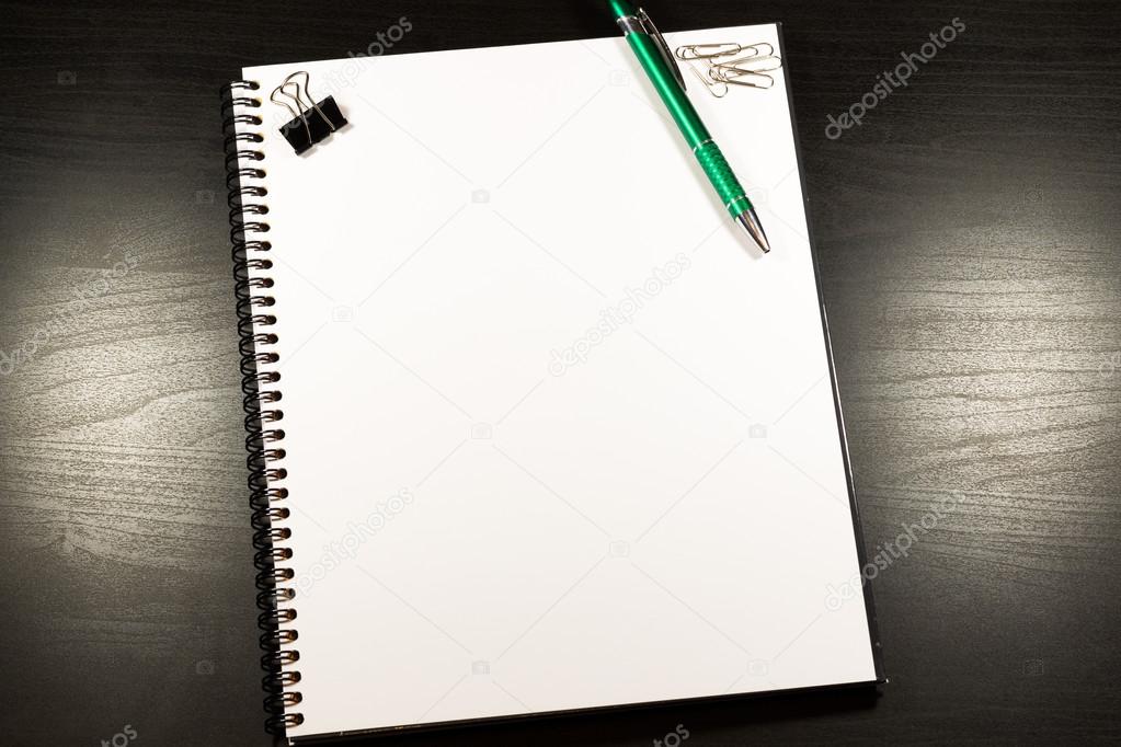 Notebook on a wooden table