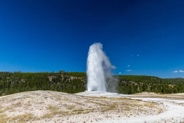 Gejzír Old faithful v národním parku yellowstone — Stock fotografie