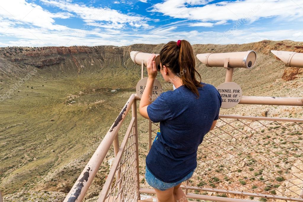 Girl and the view of the Meteor Crater, Flagstaff
