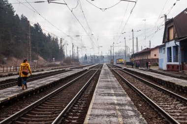 Tren Ruzomberok, Slovakya tren istasyonuna geliyor