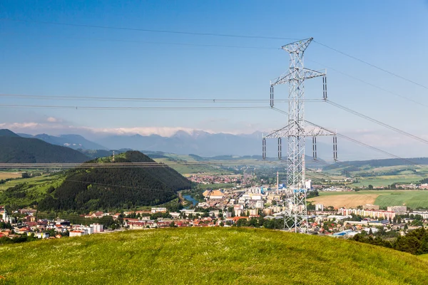 Electrical tower on a field in Slovakia — Stock Photo, Image