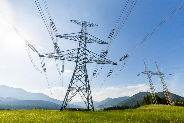 Electrical tower on a field in Slovakia — Stock Photo, Image