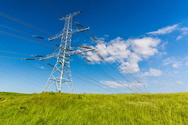 Electrical tower on a field in Slovakia — Stock Photo, Image