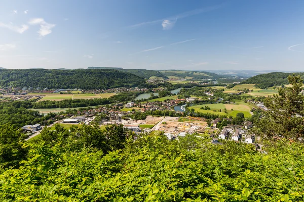 Nature overlook with rivers in Switzerland in summer