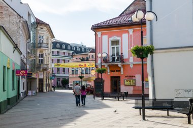 Views of pedestrian zone of the city of Ruzomberok, Slovakia clipart