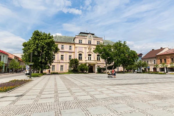 Liptovsky Mikulas şehir merkezindeki binalar, Slovakya — Stok fotoğraf