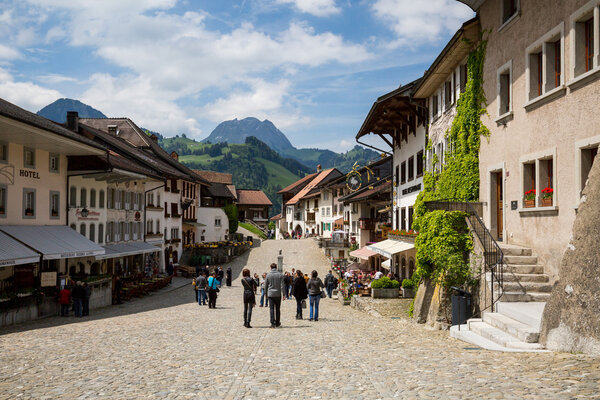 View of the historical town Gruyeres in Switzerland