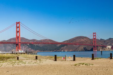 View to the Golden Gate Bridge from Crissy Field Park, San Franc